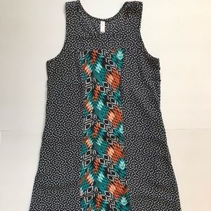Xhilaration Black Aztec BOHO Print Dress Women's Size XS Sleeveless Tank Sheath